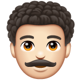 Whatsapp design of the man: light skin tone curly hair emoji verson:2.23.2.72