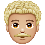 Whatsapp design of the man: medium-light skin tone curly hair emoji verson:2.23.2.72