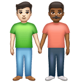 Whatsapp design of the men holding hands: light skin tone medium-dark skin tone emoji verson:2.23.2.72