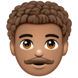 Whatsapp design of the man: medium skin tone curly hair emoji verson:2.23.2.72