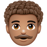 Whatsapp design of the man: medium skin tone curly hair emoji verson:2.23.2.72