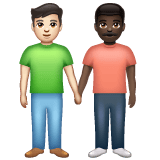 Whatsapp design of the men holding hands: light skin tone dark skin tone emoji verson:2.23.2.72