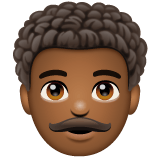 Whatsapp design of the man: medium-dark skin tone curly hair emoji verson:2.23.2.72