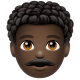 Whatsapp design of the man: dark skin tone curly hair emoji verson:2.23.2.72
