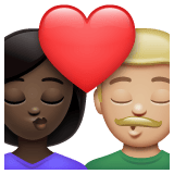 Whatsapp design of the kiss: woman man dark skin tone medium-light skin tone emoji verson:2.23.2.72