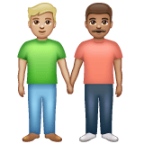 Whatsapp design of the men holding hands: medium-light skin tone medium skin tone emoji verson:2.23.2.72