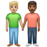 Whatsapp design of the men holding hands: medium-light skin tone medium-dark skin tone emoji verson:2.23.2.72