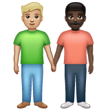 Whatsapp design of the men holding hands: medium-light skin tone dark skin tone emoji verson:2.23.2.72