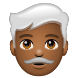 Whatsapp design of the man: medium-dark skin tone white hair emoji verson:2.23.2.72