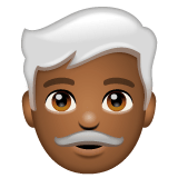 Whatsapp design of the man: medium-dark skin tone white hair emoji verson:2.23.2.72