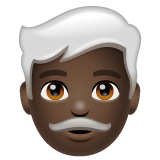 Whatsapp design of the man: dark skin tone white hair emoji verson:2.23.2.72