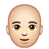 Whatsapp design of the man: light skin tone bald emoji verson:2.23.2.72