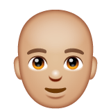 Whatsapp design of the man: medium-light skin tone bald emoji verson:2.23.2.72