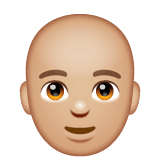 Whatsapp design of the man: medium-light skin tone bald emoji verson:2.23.2.72