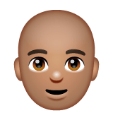 Whatsapp design of the man: medium skin tone bald emoji verson:2.23.2.72