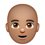 Whatsapp design of the man: medium skin tone bald emoji verson:2.23.2.72