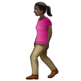 Whatsapp design of the woman walking: dark skin tone emoji verson:2.23.2.72