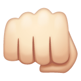Whatsapp design of the oncoming fist: light skin tone emoji verson:2.23.2.72