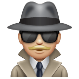Whatsapp design of the man detective: medium-light skin tone emoji verson:2.23.2.72