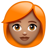 Whatsapp design of the woman: medium skin tone red hair emoji verson:2.23.2.72