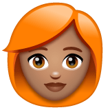 Whatsapp design of the woman: medium skin tone red hair emoji verson:2.23.2.72