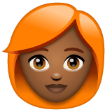 Whatsapp design of the woman: medium-dark skin tone red hair emoji verson:2.23.2.72