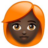 Whatsapp design of the woman: dark skin tone red hair emoji verson:2.23.2.72