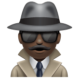 Whatsapp design of the man detective: dark skin tone emoji verson:2.23.2.72