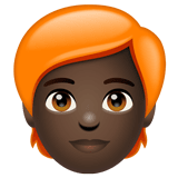 Whatsapp design of the person: dark skin tone red hair emoji verson:2.23.2.72