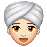 Whatsapp design of the woman wearing turban: light skin tone emoji verson:2.23.2.72