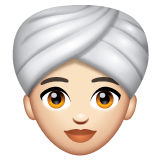 Whatsapp design of the woman wearing turban: light skin tone emoji verson:2.23.2.72