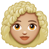 Whatsapp design of the woman: medium-light skin tone curly hair emoji verson:2.23.2.72