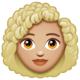 Whatsapp design of the woman: medium-light skin tone curly hair emoji verson:2.23.2.72