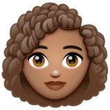 Whatsapp design of the woman: medium skin tone curly hair emoji verson:2.23.2.72