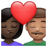 Whatsapp design of the kiss: woman man dark skin tone medium skin tone emoji verson:2.23.2.72
