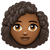 Whatsapp design of the woman: medium-dark skin tone curly hair emoji verson:2.23.2.72