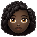 Whatsapp design of the woman: dark skin tone curly hair emoji verson:2.23.2.72