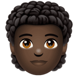 Whatsapp design of the person: dark skin tone curly hair emoji verson:2.23.2.72