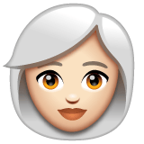 Whatsapp design of the woman: light skin tone white hair emoji verson:2.23.2.72
