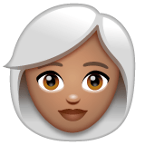 Whatsapp design of the woman: medium skin tone white hair emoji verson:2.23.2.72