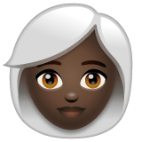Whatsapp design of the woman: dark skin tone white hair emoji verson:2.23.2.72