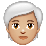 Whatsapp design of the person: medium-light skin tone white hair emoji verson:2.23.2.72