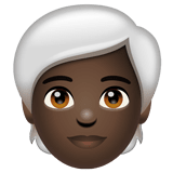 Whatsapp design of the person: dark skin tone white hair emoji verson:2.23.2.72
