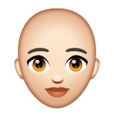 Whatsapp design of the woman: light skin tone bald emoji verson:2.23.2.72