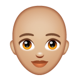 Whatsapp design of the woman: medium-light skin tone bald emoji verson:2.23.2.72