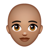 Whatsapp design of the woman: medium skin tone bald emoji verson:2.23.2.72