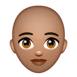 Whatsapp design of the woman: medium skin tone bald emoji verson:2.23.2.72