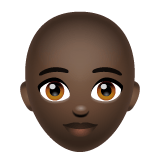 Whatsapp design of the woman: dark skin tone bald emoji verson:2.23.2.72