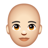 Whatsapp design of the person: light skin tone bald emoji verson:2.23.2.72