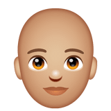 Whatsapp design of the person: medium-light skin tone bald emoji verson:2.23.2.72